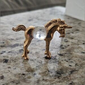 Gold and Silver Crystal Horse Figurine